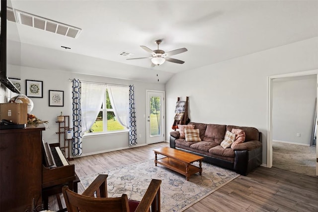 12509 NE 36th Sts, Spencer, OK 73084 - living area with wood finished floors, ceiling fan, and baseboards