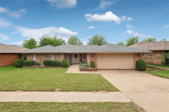 3109 N Glade Ave, Bethany, OK 73008 - ranch-style house with an attached garage, concrete driveway, brick siding, and a front yard