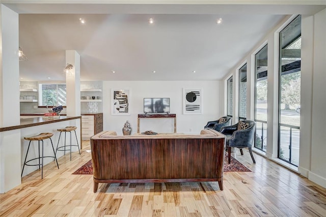 office area with light wood-type flooring