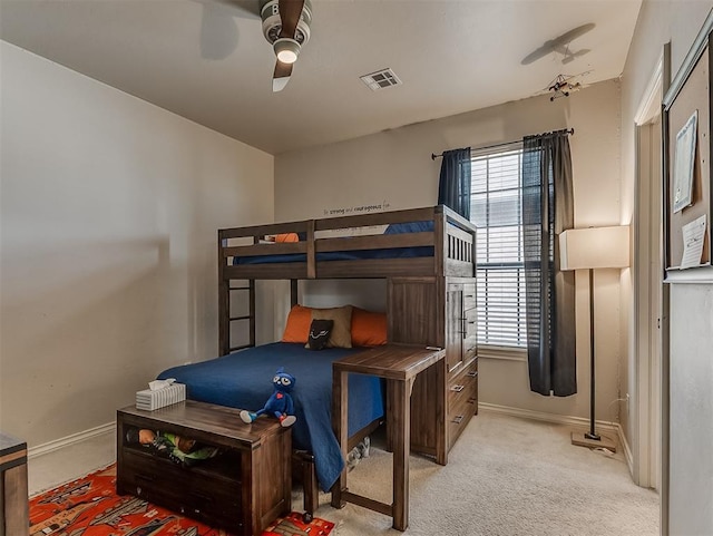 12515 Forest Oaks Dr, Choctaw, OK 73020 - bedroom with baseboards, light colored carpet, and ceiling fan