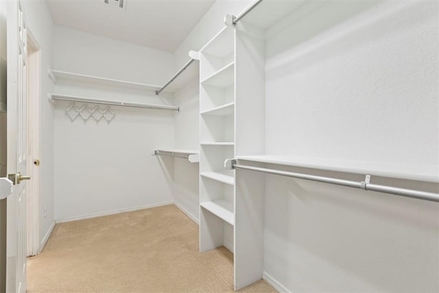 spacious closet with light carpet