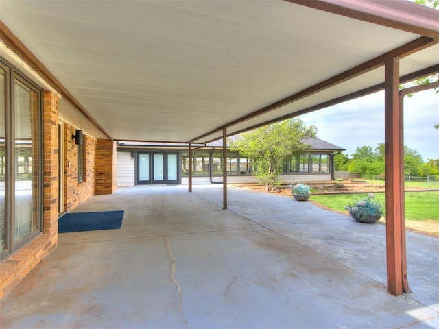 view of patio featuring french doors
