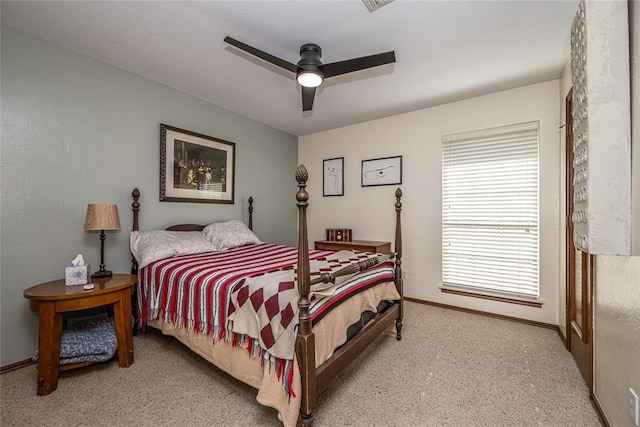 3001 NE 129th St, Edmond, OK 73013 - bedroom with carpet floors, baseboards, and ceiling fan