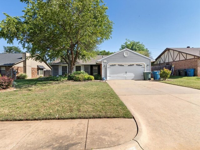 2113 Castle Rock, Edmond, OK 73003 - view of front of property featuring an attached garage, a front lawn, and concrete driveway