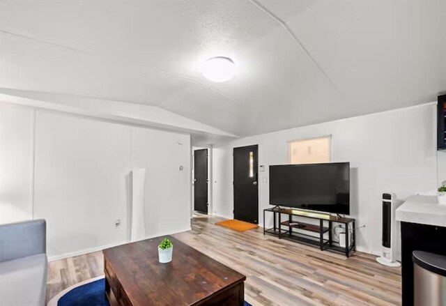 168 Bobber Rd, Broken Bow, OK 74728 - living area with vaulted ceiling and light wood finished floors