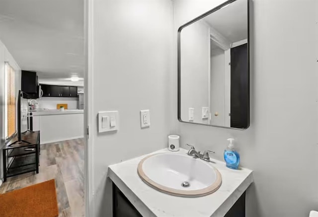168 Bobber Rd, Broken Bow, OK 74728 - bathroom featuring vanity and wood finished floors
