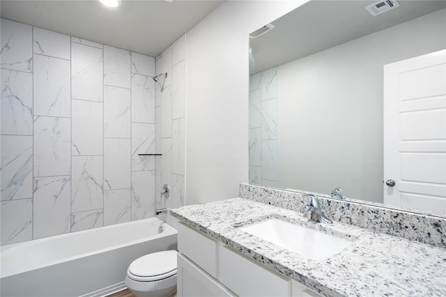 12700 Torretta Way, Yukon, OK 73099 - bathroom with toilet, vanity, shower / bath combination, and recessed lighting