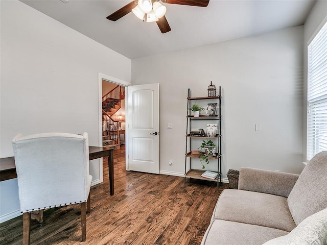 7612 NW 134th St, Oklahoma City, OK 73142 - office space with a ceiling fan, wood finished floors, and baseboards