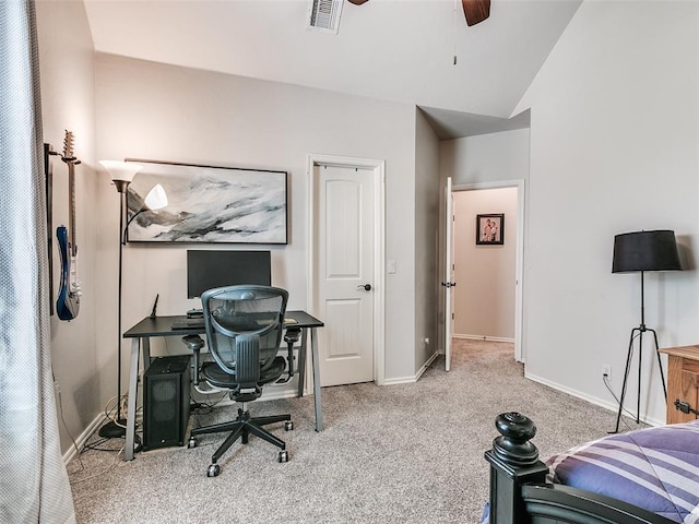 7612 NW 134th St, Oklahoma City, OK 73142 - carpeted home office with baseboards and ceiling fan