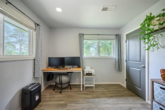 2590 Old 21 Rd, Idabel, OK 74745 - office area with wood finished floors, recessed lighting, and baseboards