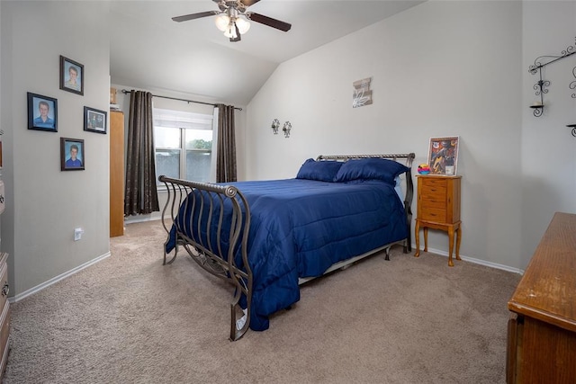 1528 Fawn Run Xing, Norman, OK 73071 - bedroom featuring vaulted ceiling, carpet flooring, baseboards, and ceiling fan