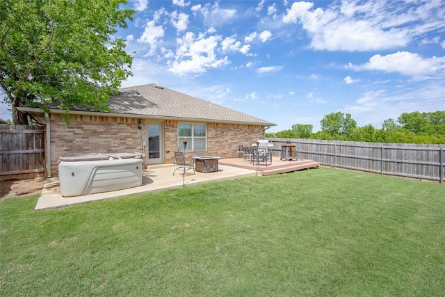 1528 Fawn Run Xing, Norman, OK 73071 - view of yard featuring a wooden deck and a patio area