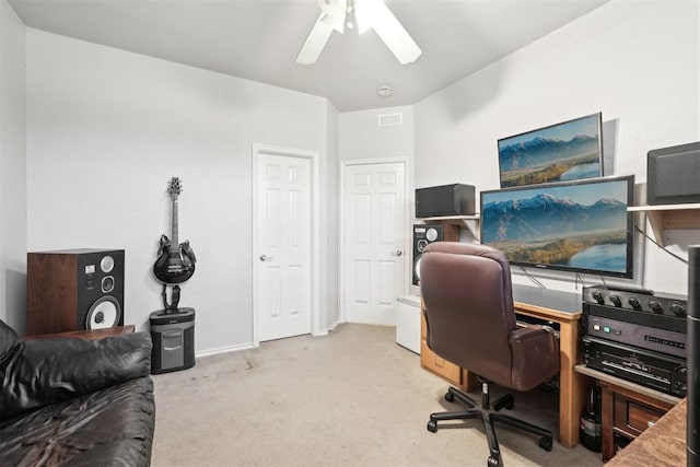 1701 Tifton Dr, Edmond, OK 73012 - carpeted office featuring a ceiling fan