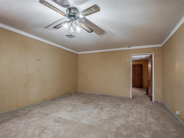 1132 SW 25th St, Oklahoma City, OK 73109 - carpeted empty room with ceiling fan and ornamental molding