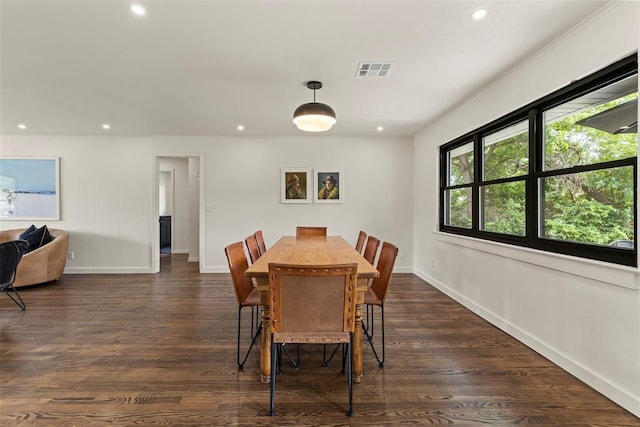 3236 NW 68th St, Oklahoma City, OK 73116 - dining room featuring recessed lighting, baseboards, and dark wood-style floors