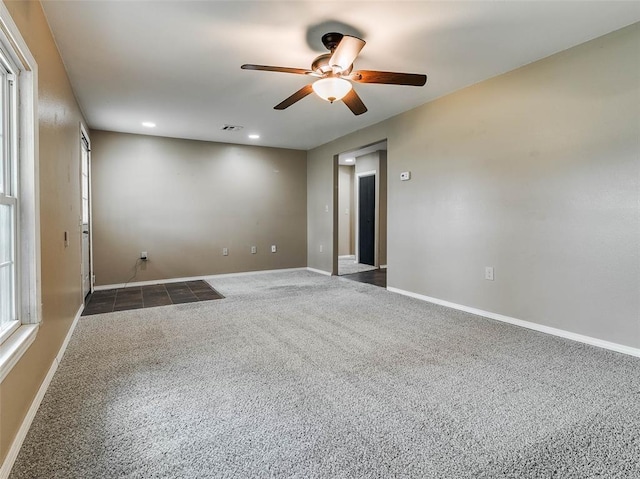 922 W 7th St, Stroud, OK 74079 - carpeted empty room with ceiling fan, baseboards, and recessed lighting