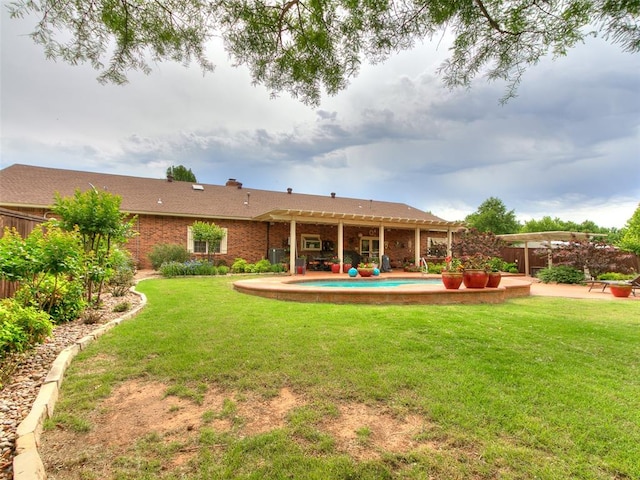 8501 S Council Rd, Oklahoma City, OK 73169 - rear view of property with a patio area and brick siding