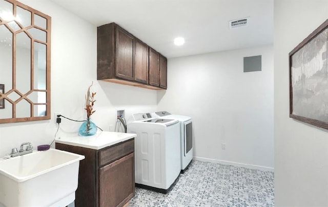 40202 Benson Park Rd, Shawnee, OK 74801 - laundry room featuring cabinet space, separate washer and dryer, and recessed lighting