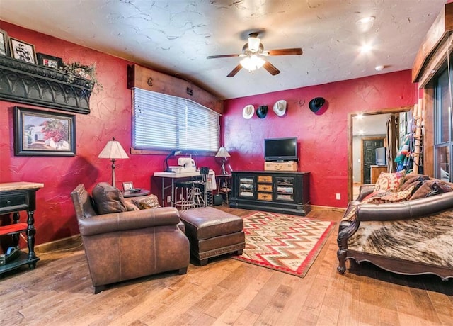 5400 N Piedmont Rd Unit A, Piedmont, OK 73078 - living area with wood-type flooring and ceiling fan
