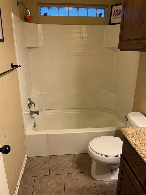 531 W Shadow Ridge Way, Mustang, OK 73064 - bathroom with tile patterned floors, toilet, shower / tub combination, and vanity