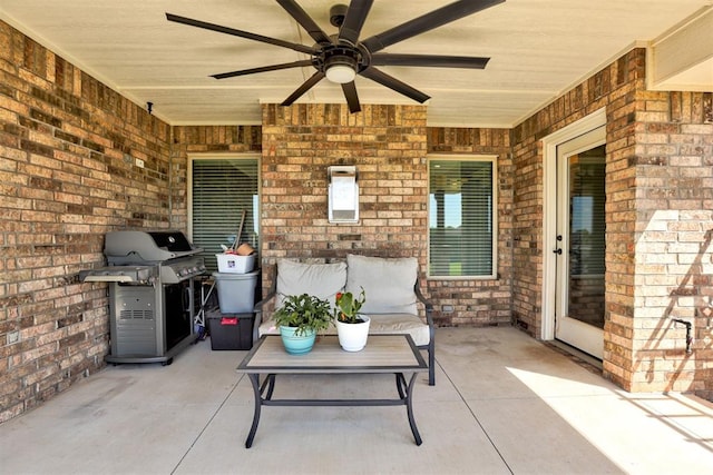 3024 Drake Crest Dr, Edmond, OK 73034 - view of patio featuring a ceiling fan and area for grilling