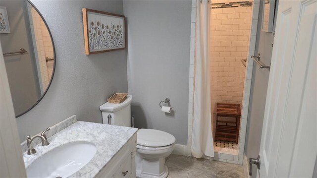 25 Firefly Ln, Eufaula, OK 74432 - bathroom featuring a shower stall, toilet, tile patterned floors, and vanity