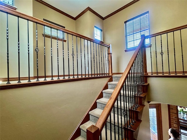 9817 Horseshoe Rd, Oklahoma City, OK 73162 - stairs featuring ornamental molding