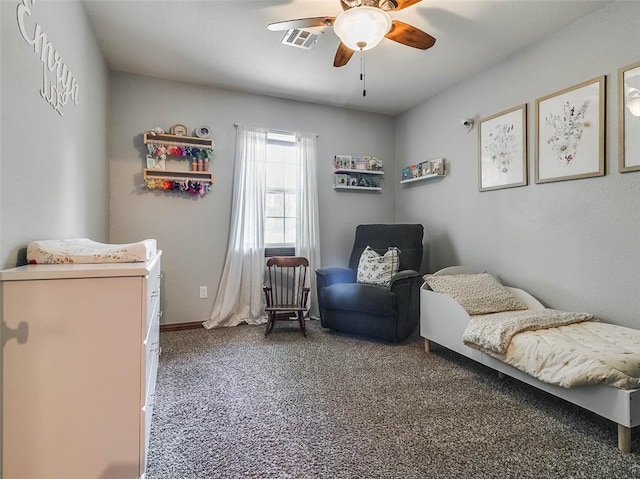 1015 N 3rd Ave, Stroud, OK 74079 - carpeted bedroom with ceiling fan and baseboards