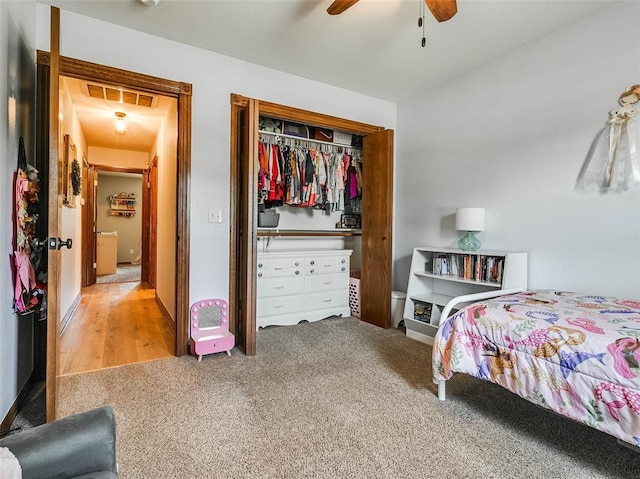 1015 N 3rd Ave, Stroud, OK 74079 - carpeted bedroom with a closet and ceiling fan