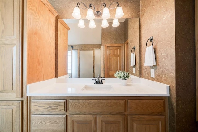 10681 NW 107th St, Yukon, OK 73099 - full bathroom with vanity and a shower stall