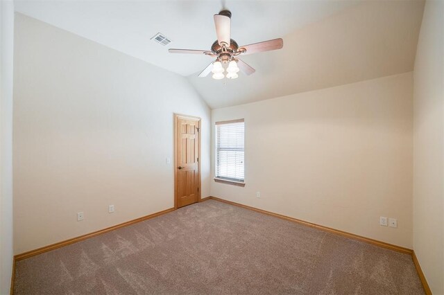 10681 NW 107th St, Yukon, OK 73099 - unfurnished room with lofted ceiling, carpet, baseboards, and ceiling fan