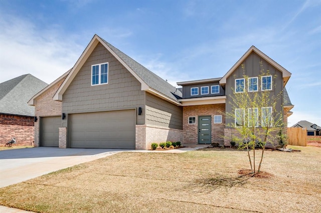 11616 NW 106th St, Yukon, OK 73099 - craftsman-style house featuring a garage, brick siding, driveway, and fence