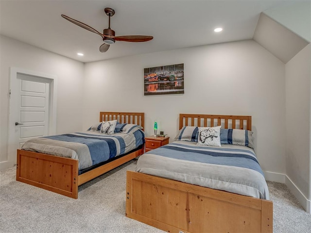 4300 High Range Ln, Edmond, OK 73034 - carpeted bedroom with recessed lighting, a ceiling fan, and baseboards