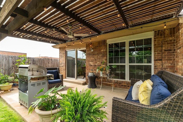 1712 De Vita Rd, Edmond, OK 73003 - view of patio / terrace with fence and a pergola