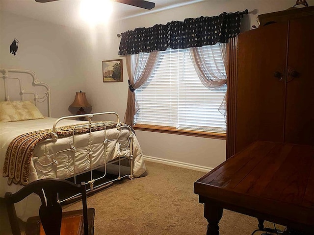 14452 Ns 3630th Rd, Sasakwa, OK 74867 - bedroom featuring carpet floors, baseboards, and ceiling fan
