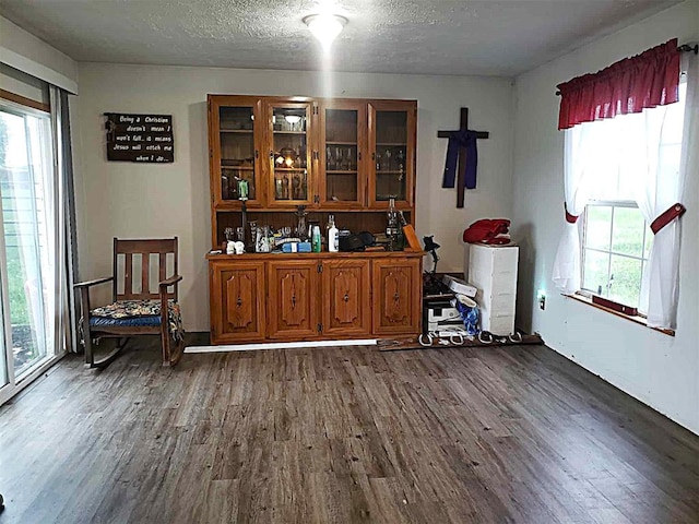 14452 Ns 3630th Rd, Sasakwa, OK 74867 - dining space with dark wood-style floors, healthy amount of natural light, and a textured ceiling