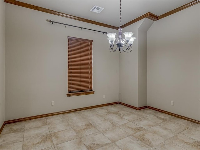 1960 Bermuda Dr, Newcastle, OK 73065 - spare room with a chandelier, ornamental molding, and baseboards