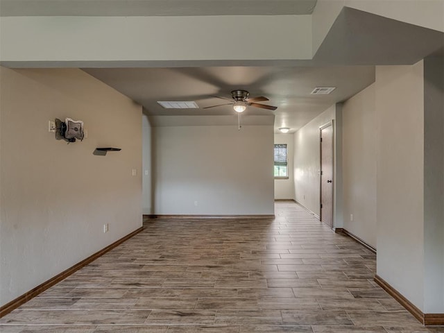1960 Bermuda Dr, Newcastle, OK 73065 - empty room featuring ceiling fan, wood finished floors, and baseboards