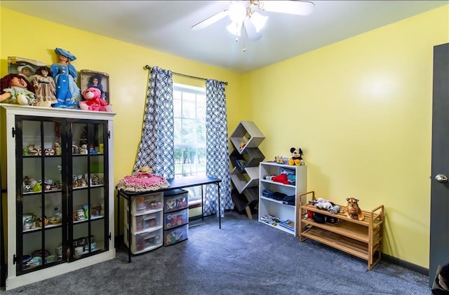330917 E 940th Rd, Wellston, OK 74881 - playroom with carpet floors and a ceiling fan