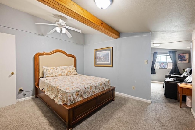 20302 Kings Rd, Shawnee, OK 74801 - bedroom featuring carpet floors, beamed ceiling, and baseboards