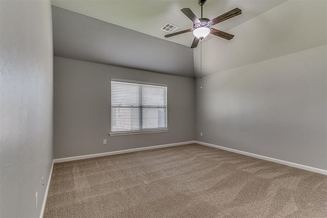 4108 NW 154th St, Edmond, OK 73013 - carpeted empty room featuring a ceiling fan, baseboards, and vaulted ceiling