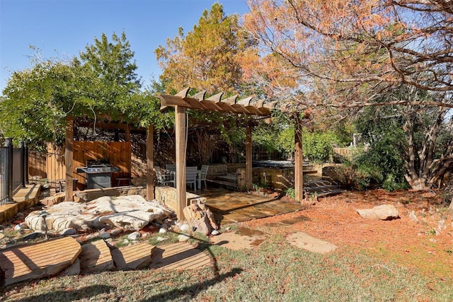14812 Maplelake Dr, Edmond, OK 73013 - view of yard featuring fence and a pergola