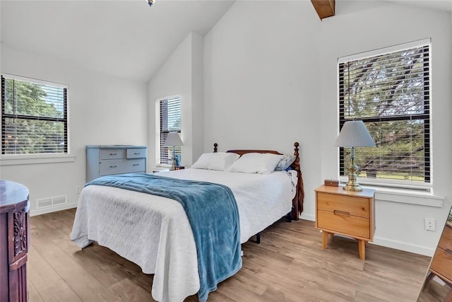3223 Northridge Dr, Purcell, OK 73080 - bedroom featuring lofted ceiling, light wood-style flooring, and baseboards