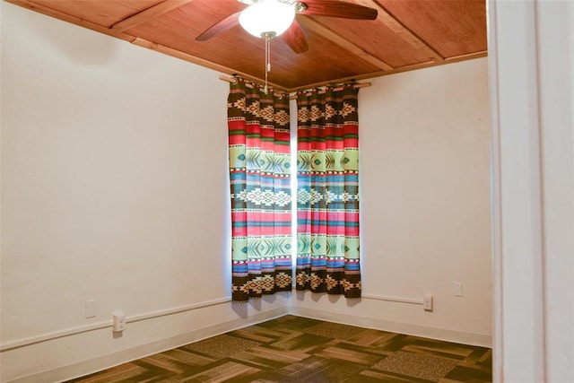 723 W Leslie St, Pauls Valley, OK 73075 - spare room featuring wood ceiling and ceiling fan