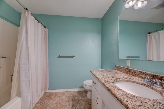 16070 N County Road 3264, Pauls Valley, OK 73075 - bathroom with toilet, vanity, tile patterned flooring, and baseboards