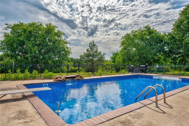 16070 N County Road 3264, Pauls Valley, OK 73075 - view of pool featuring a hot tub, fence, and a diving board