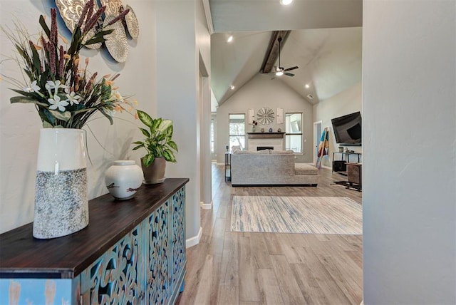 8624 Grey Wind Way, Arcadia, OK 73007 - hall featuring wood finished floors, recessed lighting, and baseboards