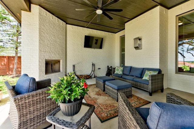 8624 Grey Wind Way, Arcadia, OK 73007 - view of patio / terrace with an outdoor hangout area and a ceiling fan