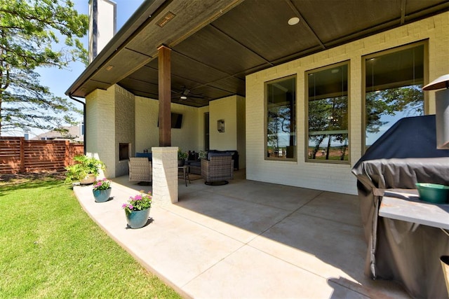 8624 Grey Wind Way, Arcadia, OK 73007 - view of patio with ceiling fan