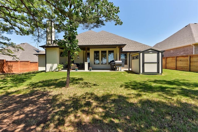 8624 Grey Wind Way, Arcadia, OK 73007 - rear view of house with a patio and a chimney
